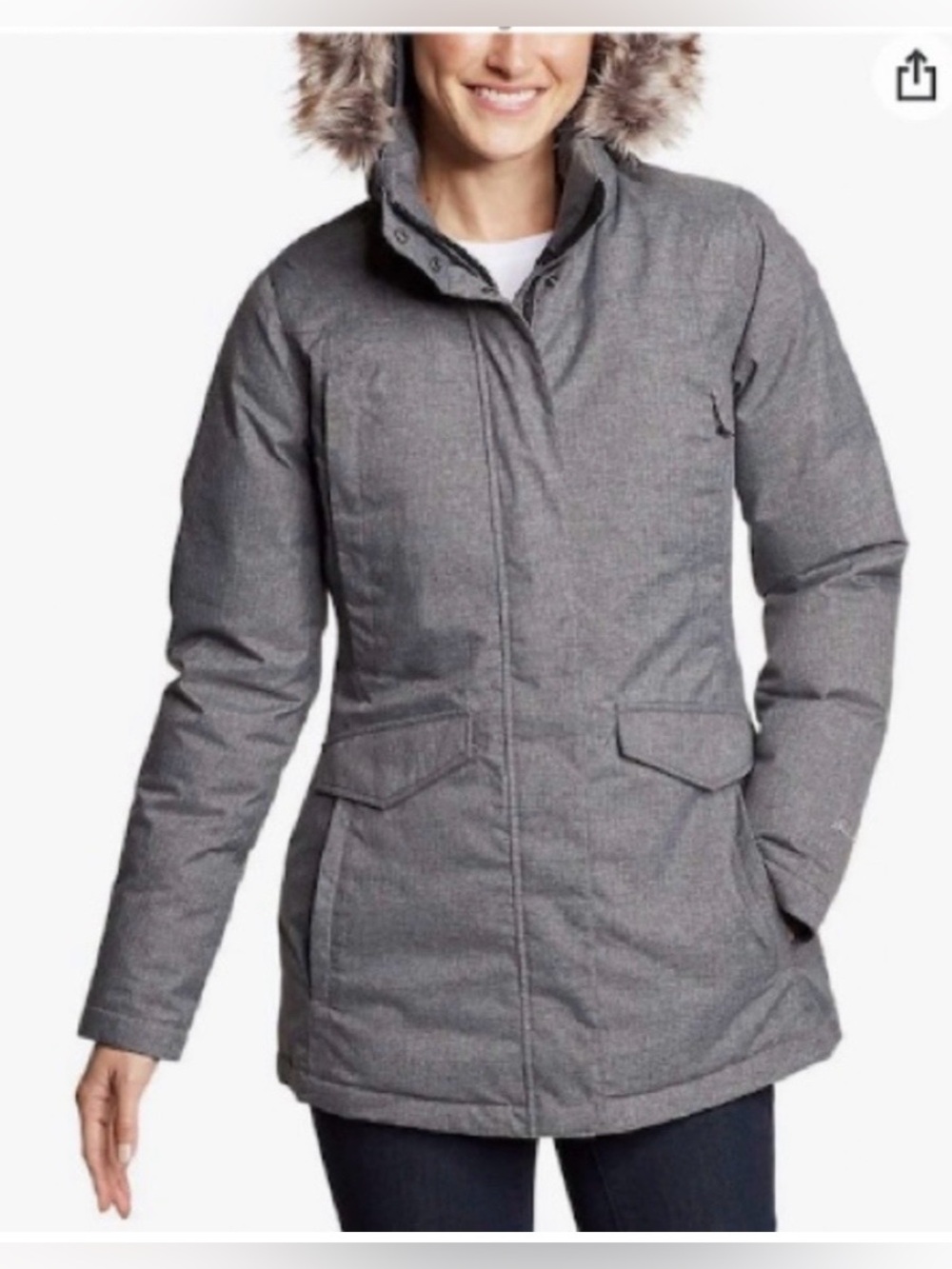 Eddie Bauer down parka coat Med grey
